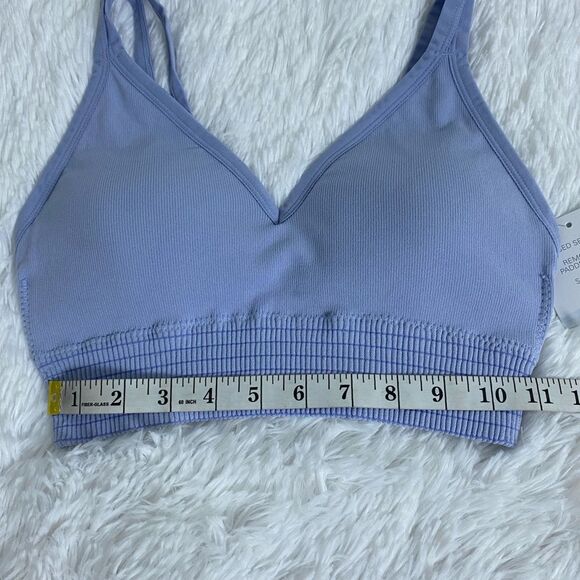 Tranquil & True Bra Bralette Blue Striped Women Teens Youth Sport Bra Stretch - Picture 3 of 11